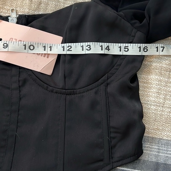 NWT,Misguided,Corset Top, Blouson Sheer Sleeves, Zipper Back, Beautiful, 6 - Picture 10 of 11